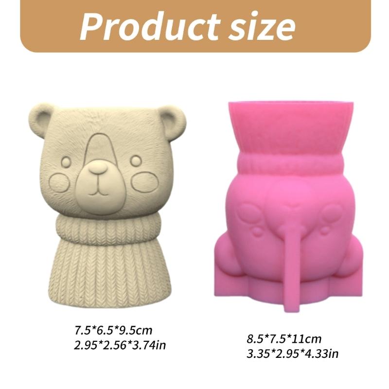 Бетонная силиконовая форма с изображением медведя, сочный цветочный горшок, глиняная цементная штукатурка, формы для домашнего сада, цветочные горшки, поделки