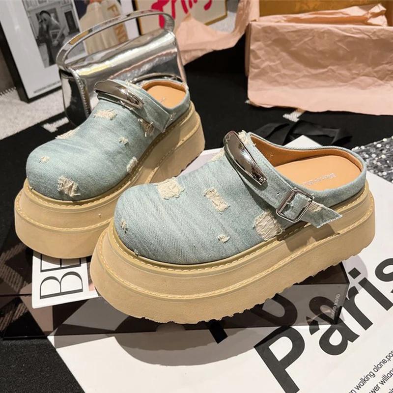 Flats Women Slippers Platform Slingback Mules Shoes Fashion Woman Sandals Summer 2025 Designer Flip Flops Dress Zapatos De Mujer