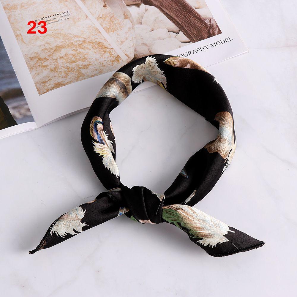 Vintage Wrist Wrap Head-Neck Tie Hair Band Silk Feel Satin Bandana Women Square Scarf Handkerchief
