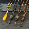 Festival Ethnic Jewelry Party Handmade Mala Wood Bead Horn Fish Pendant Buddhist Nepal Necklace