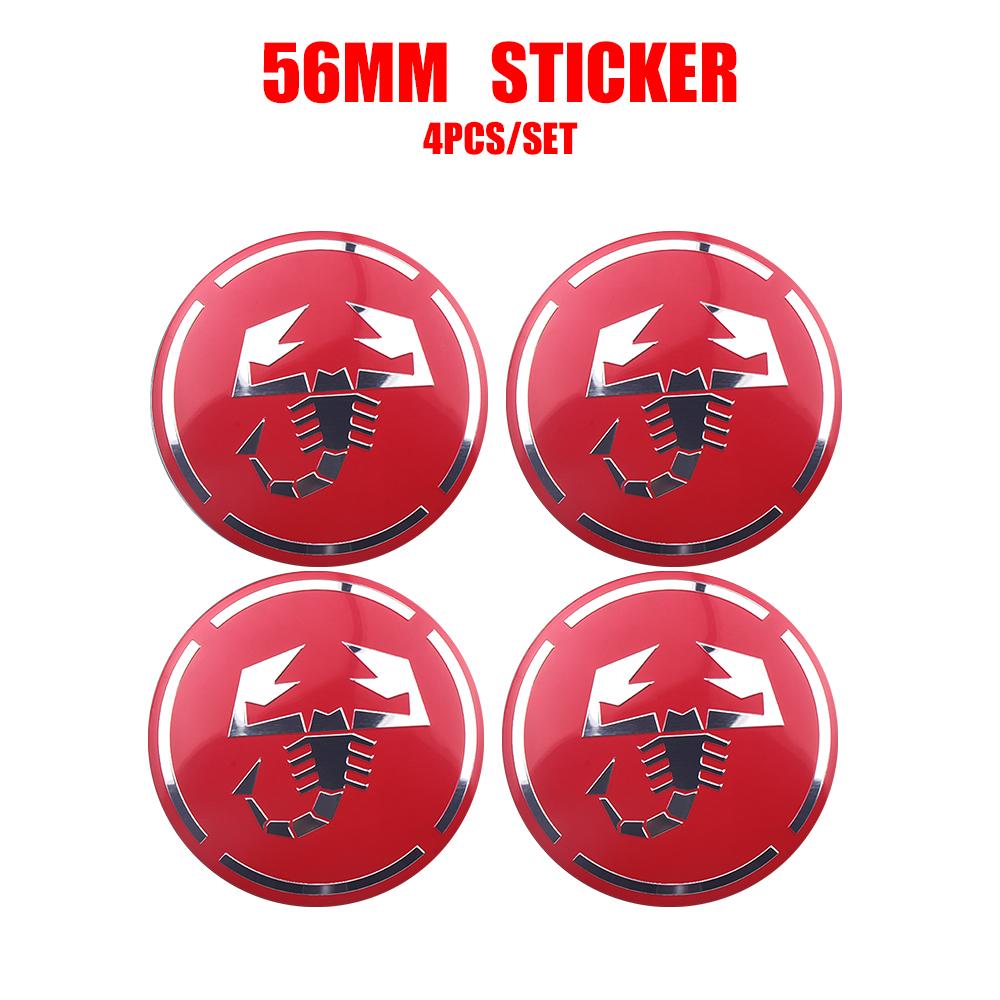 GGBFQ1 4PCS 56MM Car Wheel Center Hub Cap Rim Sticker Scorpion Decal Accessories For Fiat 500 Abarth Uno 600 Cross Fiorino Grande Panda
