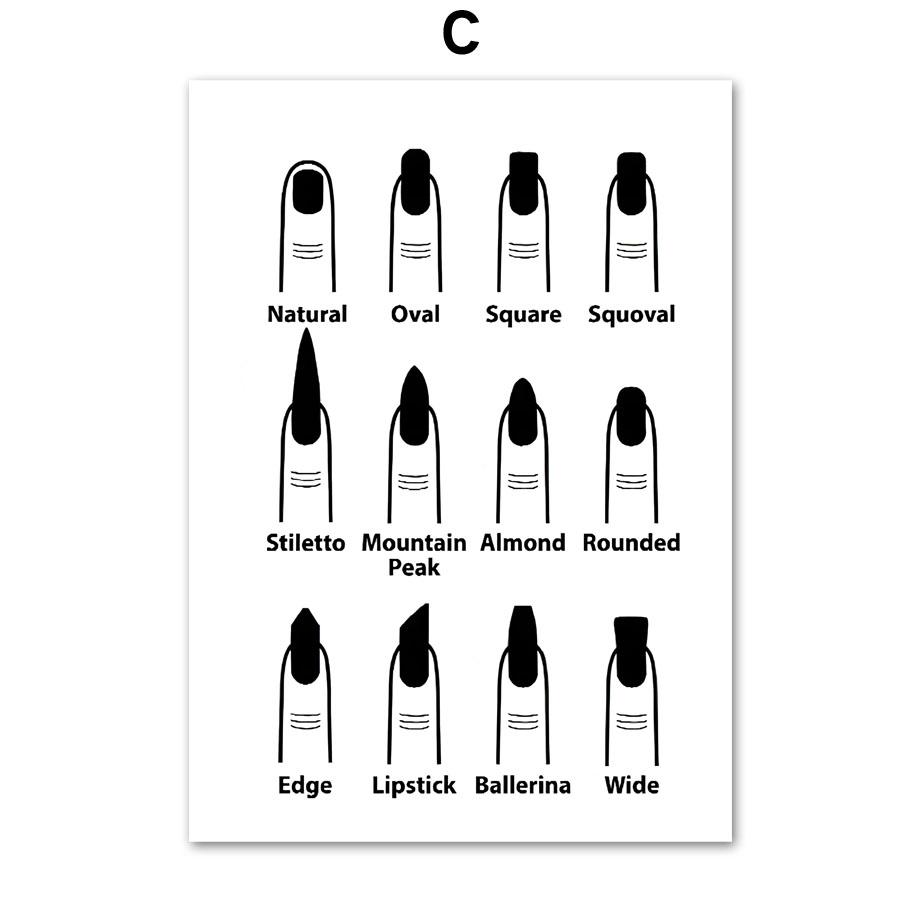 Модная женская форма ногтей в форме руки, настенная живопись, холст, живопись, техника для ногтей, подарки, скандинавский постер, настенные панно для декора салона красоты