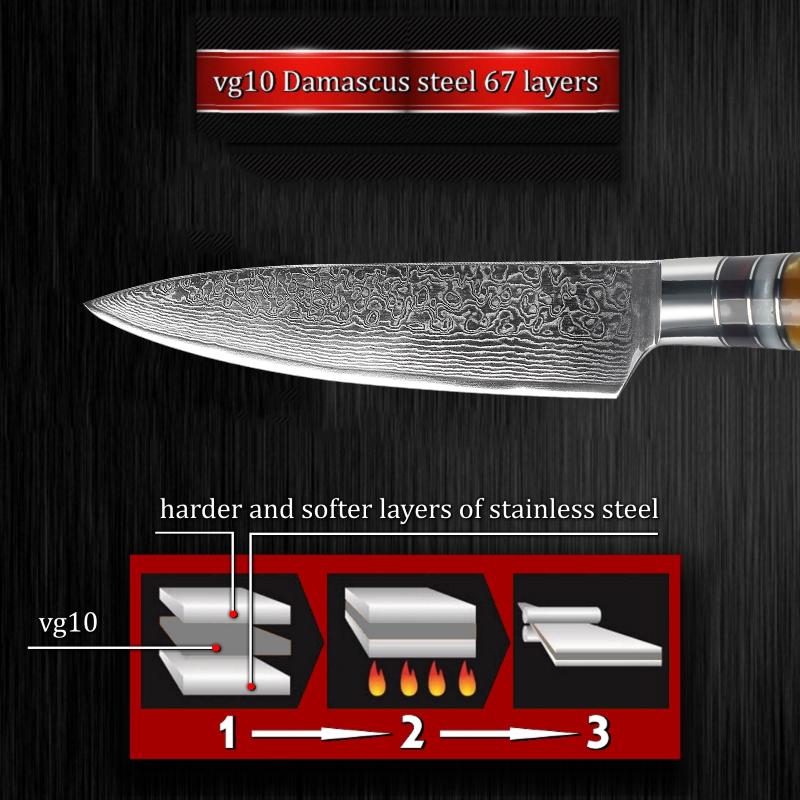 5,3-дюймовый универсальный нож, дамасский кухонный нож, японские ножи, кухонный нож из дамасской стали VG10