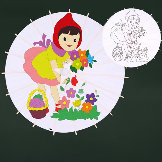 Сделай сам Раскраска Бумажный Зонт с Бамбуковой Ручкой Ручной Работы Китайский Зонт из Промасленной Бумаги Зонт из Белой Бумаги Японский Зонтик Украшение