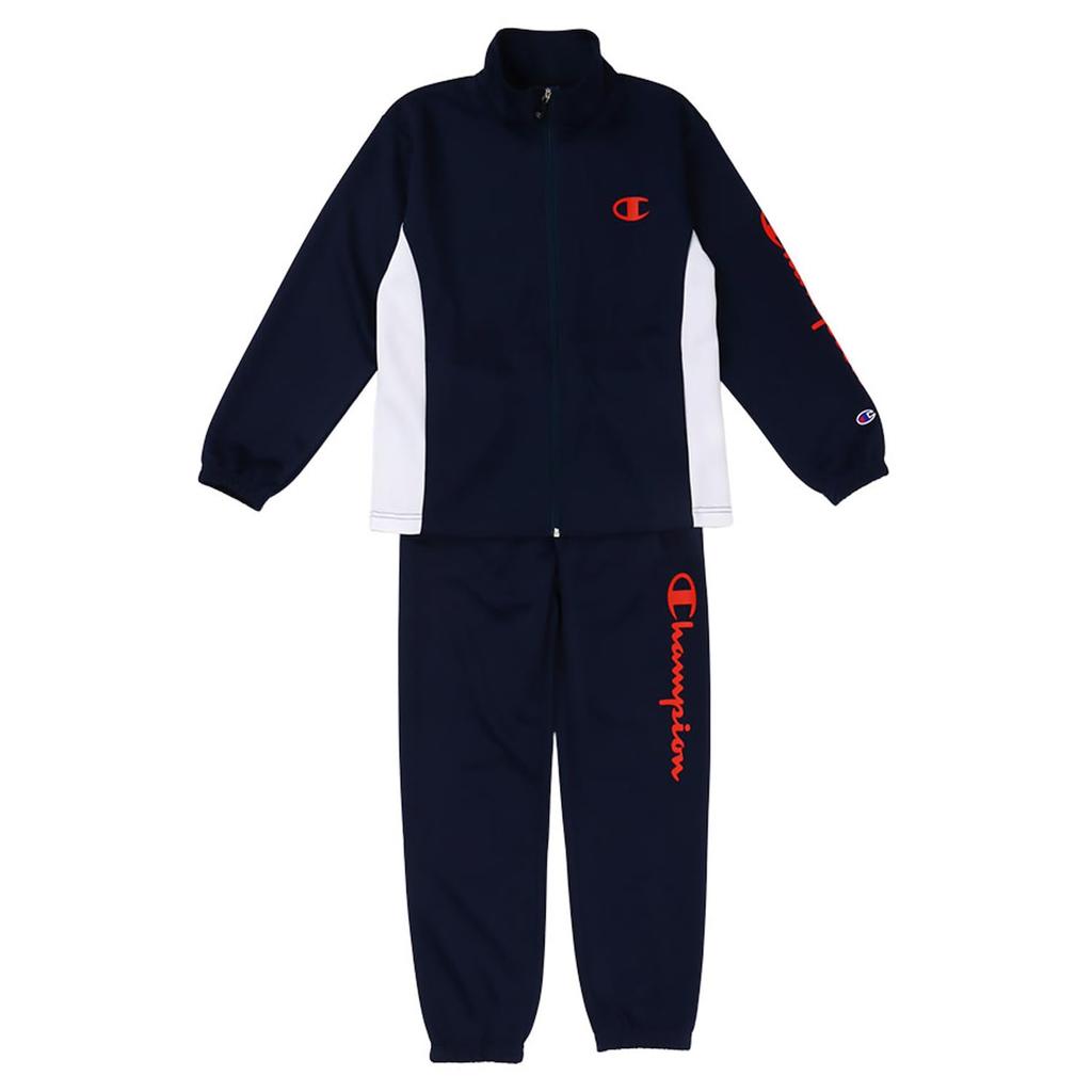 Champion Long Sleeve Tracksuit Set Script Basic Sports Size 110 Kids' (2-Pack), Quick-Drying, Logo, CK-ZSW01, Navy,