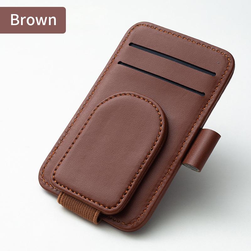 Органайзер для солнцезащитного козырька автомобиля, кожаный держатель для солнцезащитных очков с несколькими карманами, держатель для карт, зажим для очков с микросхемой, сумка-сумка для солнцезащитного козырька в автомобиле