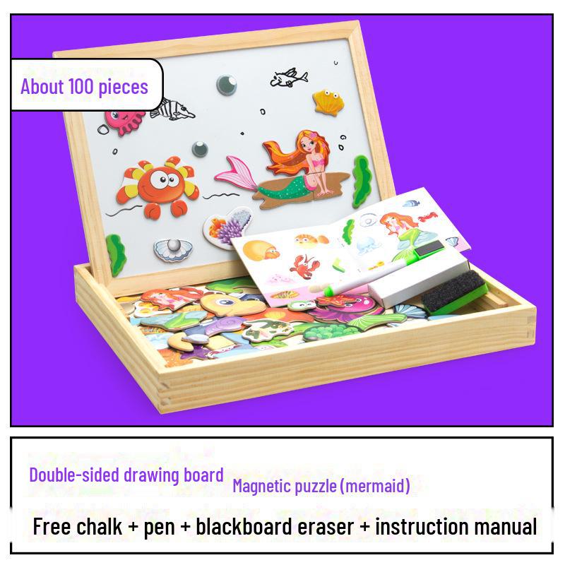Little Master Educational Magnetic Animal Puzzle & Double-Sided Drawing Board
