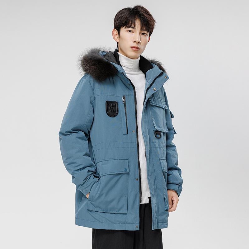 Зимняя куртка-пуховик мужская короткая рабочая куртка с капюшоном мужская спортивная повседневная куртка с большим меховым воротником 90% белая утиная куртка-пуховик