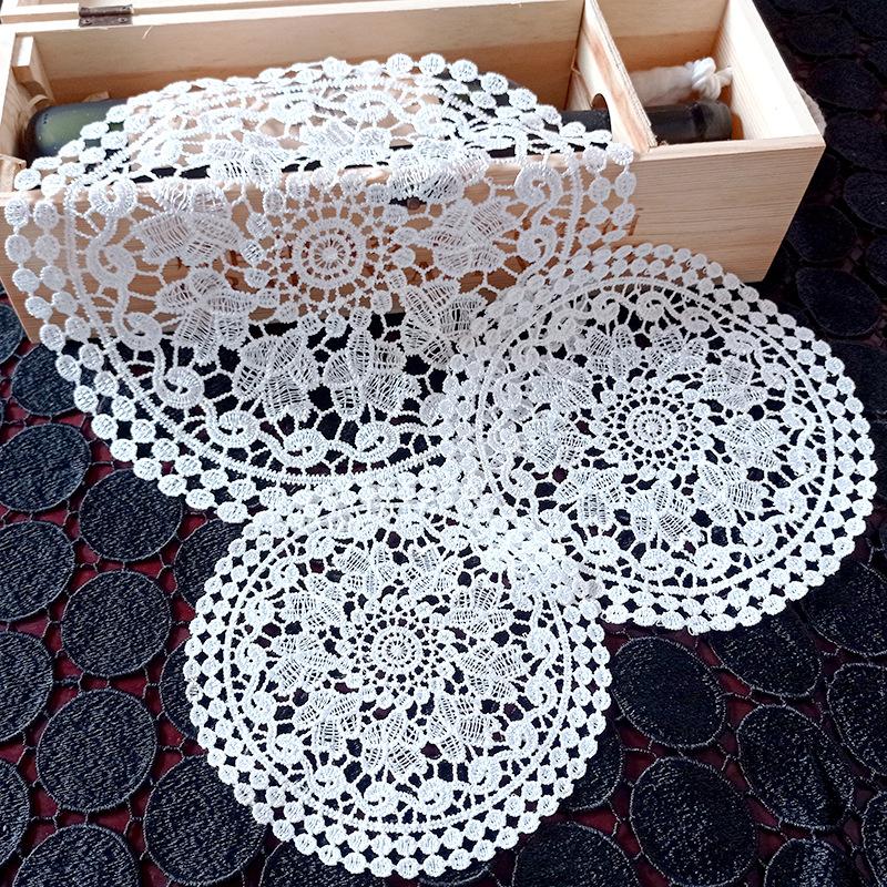 Hollow-out Lace Embroidery Flower Heat Resistant Slip-resistant Dining Table Decorations Accessories