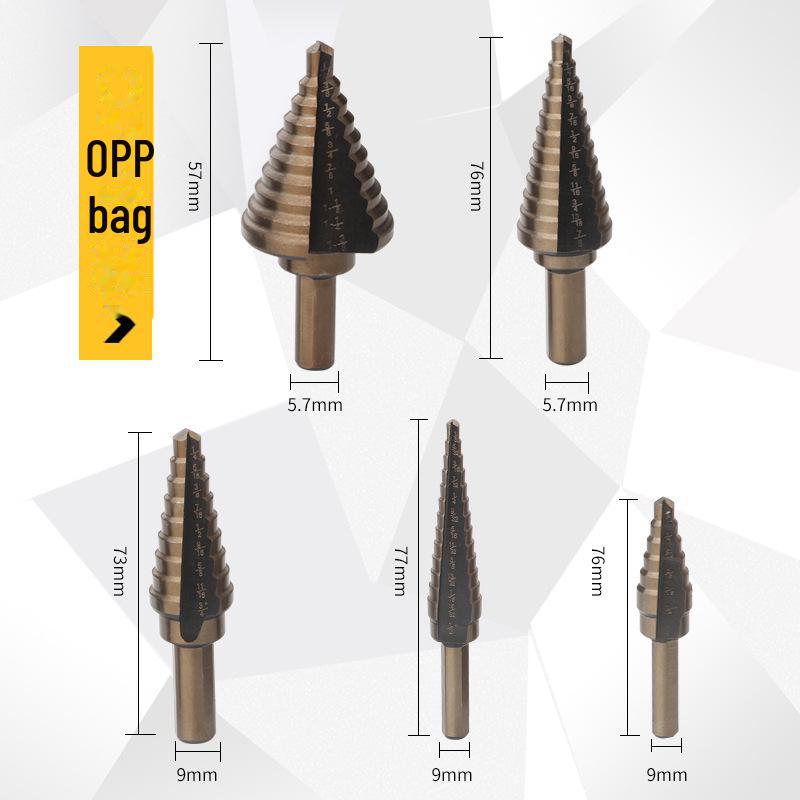 Британский набор из 5 алюминиевых ступенчатых сверл - Черно-желтый многофункциональный инструмент-пагода