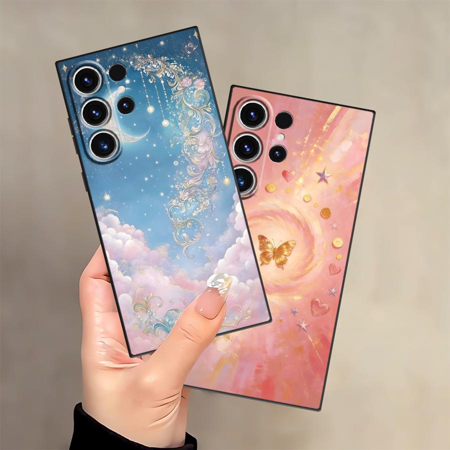 Простой Чехол-Бампер с Рисунком Бабочки для Samsung Galaxy S26 Ultra S10 S9 S20 Ultra S25 Plus S24 S23 Note 20 8 9 10