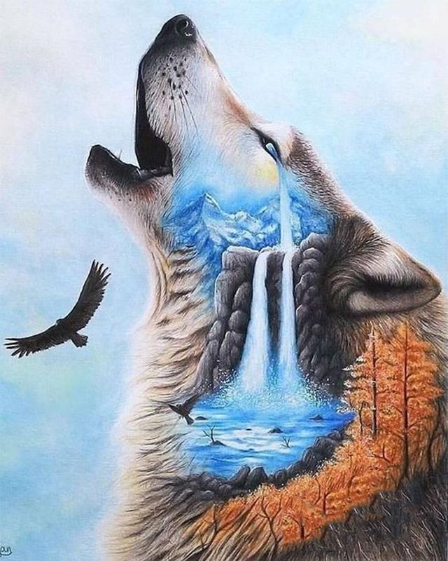 5D алмазная живопись волк полный квадратный круглый художественный горный хрусталь Алмазная вышивка животное Ловец снов мозаика вышивка крестиком домашний декор