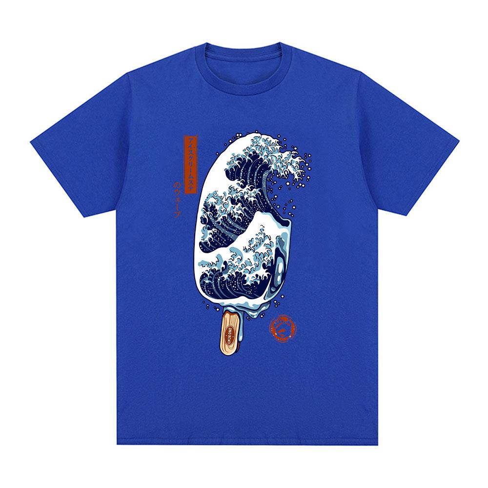 Great Wave Ice Cream Japanese Style Ukiyoe TShirts Fashion Casual Cotton TShirt Unisexs Unisex Oversized Short Sleeve T Shirts
