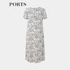 PORTS Women's Spring/Summer Pleated Waist Floral Print Dress
