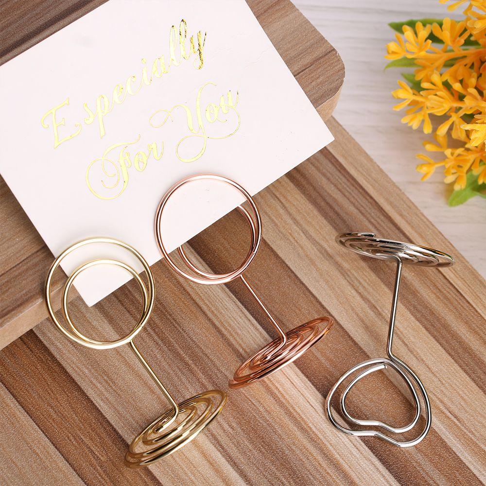 Rose Gold Paper Clamp Desktop Decoration Photos Clips Place Card Table Numbers Holder Clamps Stand