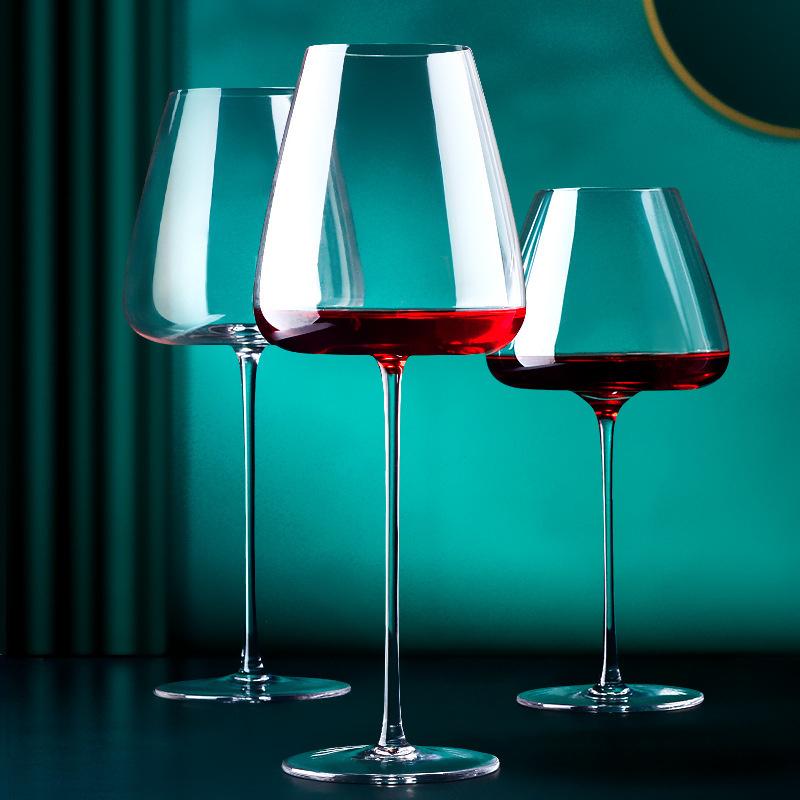 2 Pcs Clear Crystal Wine Goblet Wedding Party Stemware Drinking Glass Big Belly Small Mouth Burgundy Cup Sherry Champagne Flute