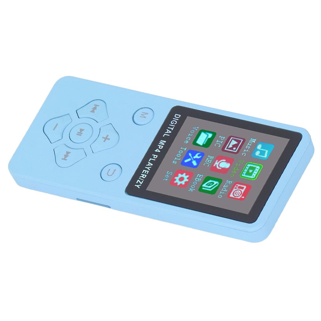 MP3 MP4 Player Bluetooth 5.0 Super Thin 1.8 Inch Color Screen 128G Expandable Memory Portable Video Music Player Blue