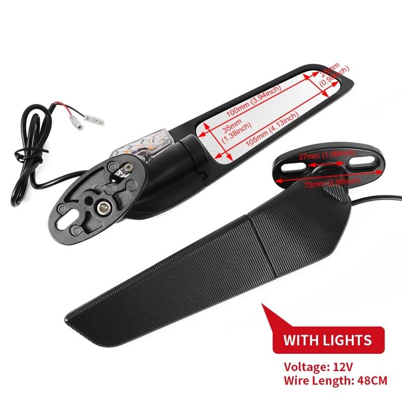 For Yamaha R15V3 R25 R3 R1 R125 YZF Kawasaki ZX6R ZX10R Modified Rearview Mirrors CBR Wind Wing Adjustable Rotating Side Mirror