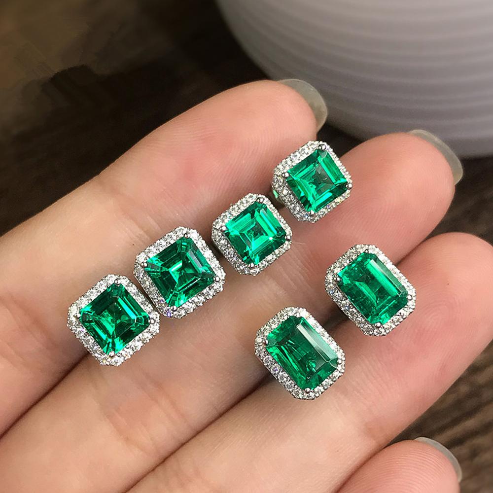 Gorgeous Green Cubic Zirconia Stud Earrings for Women Noble Wedding Party Earring Fine Birthday Gift Lady Fashion Jewelry