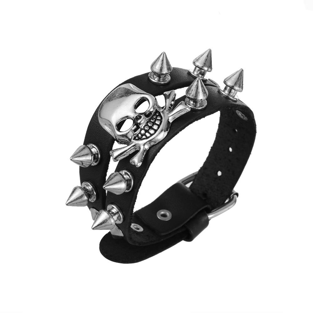 Модные ювелирные изделия ручной работы из натуральной кожи браслет с черепом для мужчин