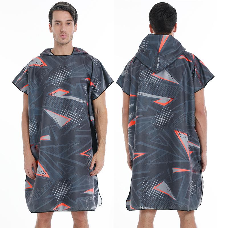 Быстросохнущее пончо с капюшоном на молнии 2025 - Портативный халат и пляжное полотенце