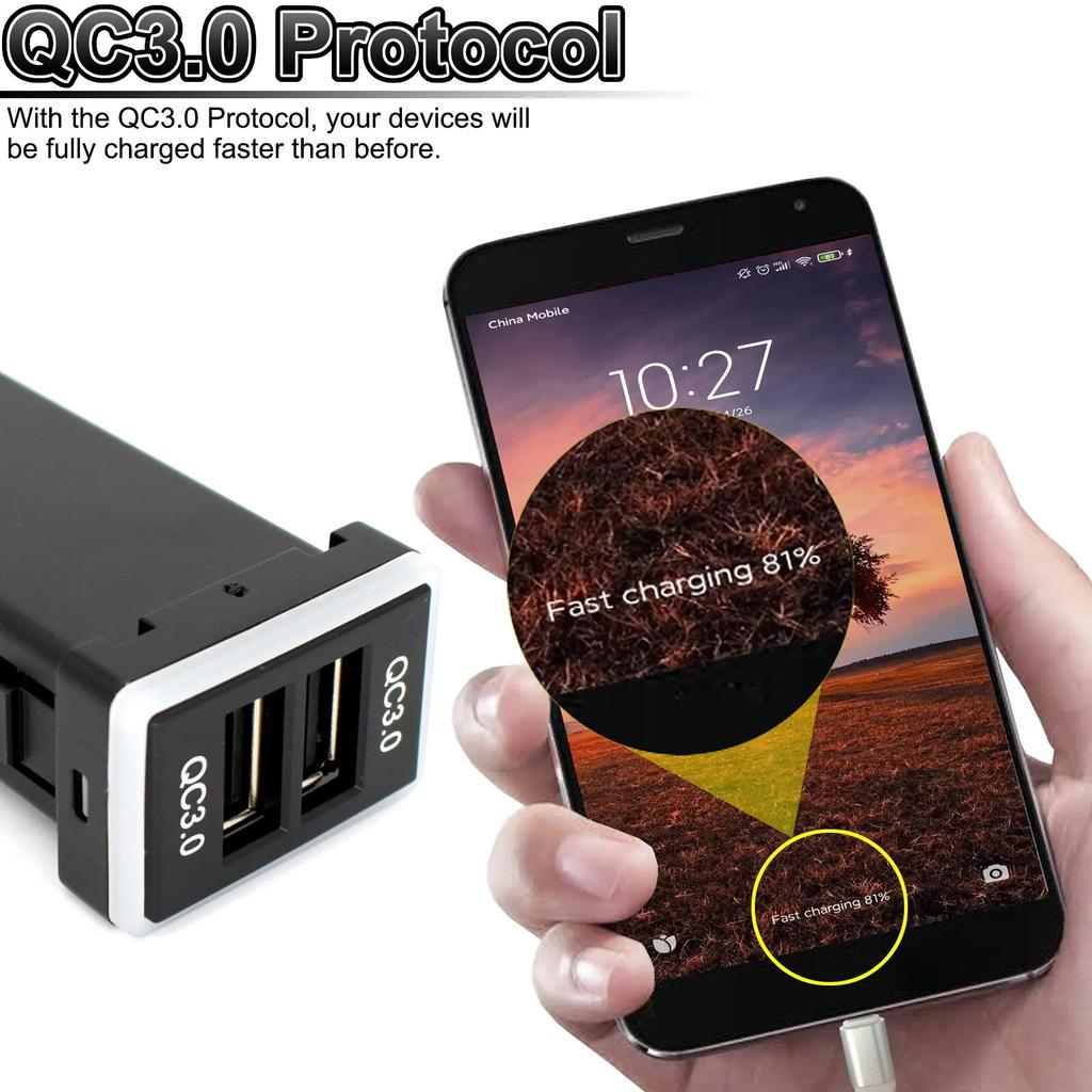 Для автомобиля Toyota Dual 2 USB быстрое зарядное устройство QC3.0 адаптер питания розетка 12 В