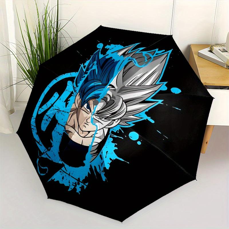 Goku Super Saiyan Automatic Folding Umbrella - Lightweight, Retractable Design with 8-Rib Durability, Perfect for Outdoor Adventures, Fashio