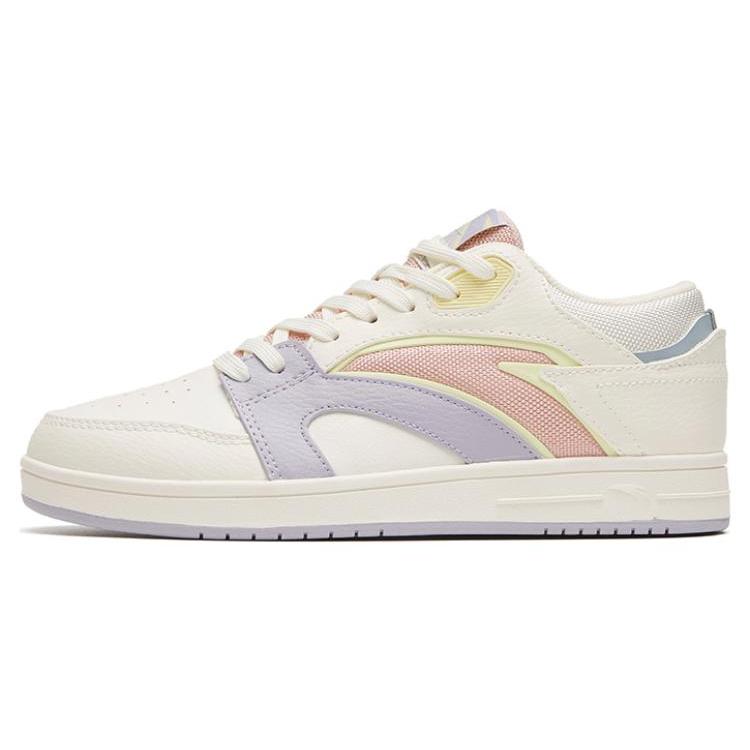 Anta Slip Resistant Abrasion Resistant Low top Skateboard Shoes Women's White Purple 122318057-4