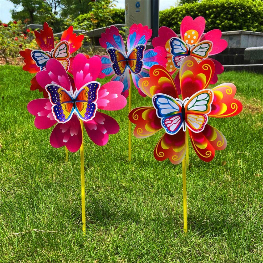 Multistyles Flower Butterfly Windmill Colorful Standing Lawn Flower Pinwheel Picnic Decor Toys