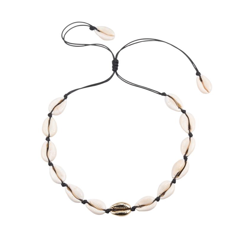 Ожерелье из ракушек Conch Seashell, Женские украшения, Летнее пляжное колье из ракушек, бохо-веревочное ожерелье из бисера каури, воротник ручной работы, Женский