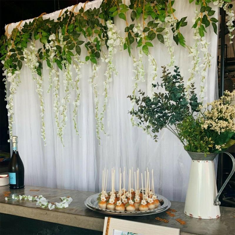 2M Wedding Birthday Baby Shower Party Silk Tulle Backdrop Curtains White/Pink