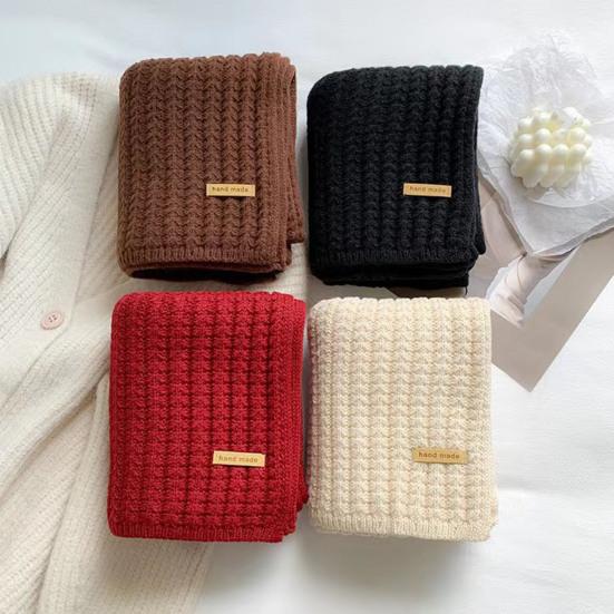 Winter Scarf Solid Color Thickened Warm Knitting Scarf Men Women Long Neck Wrap Garment Clothing Accessories