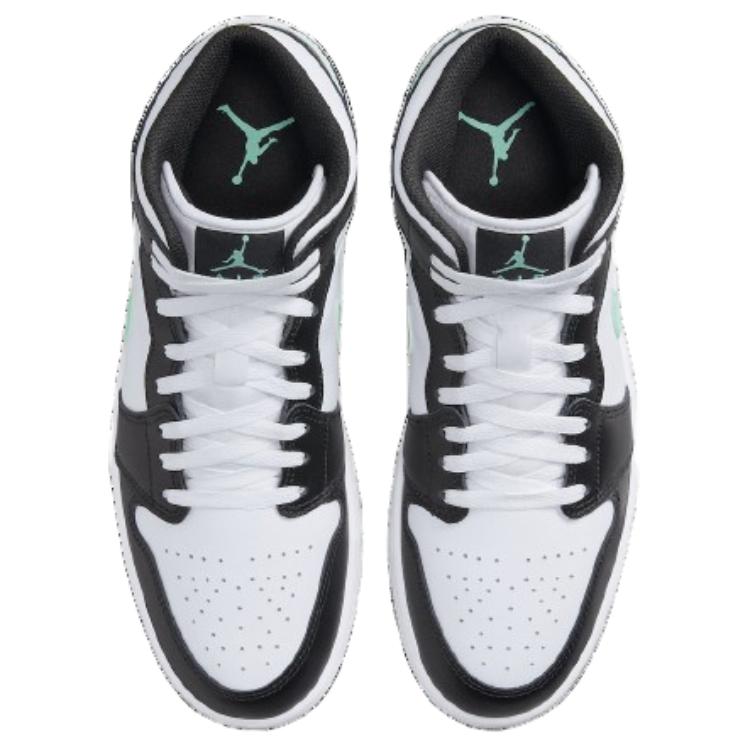 Кроссовки Air Jordan 1 Mid Green Glow Мужские Черно-белые DQ8426-103