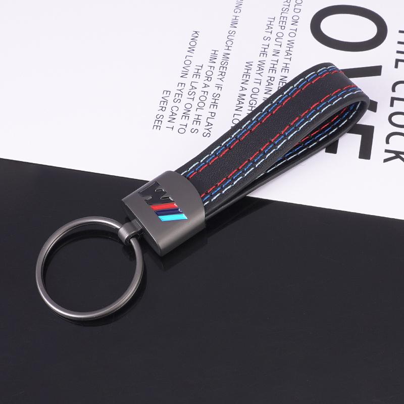 BBKQ7 Leather Car Key Keychainn Pendant Holder Gift For BMW M Performance E46 G80 F48 E84 G01 F30 G11 X1 X3 X5 X6 G07 Auto Accessories