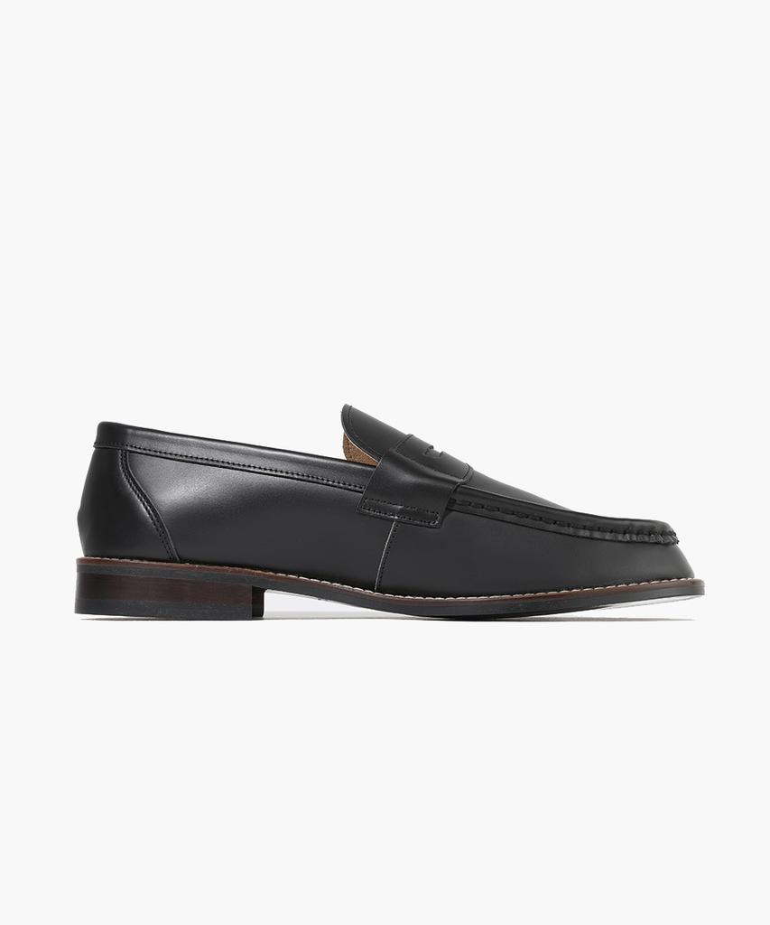 Firenze Atelier Кожа КРС Полный Градник Деревянная Прошивка Подошвы Пенни Лоферы 4701-F [Черный Fg]