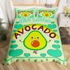 Комплект постельного белья с фруктами, милый мультяшный декор в виде авокадо, комплект из 3 предметов постельного белья с 2 наволочками, размер Queen King, полный размер, цвет паприка зеленый