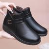Mom's Winter Velvet-Lined Non-Slip Short Boots: Soft-Soled Leather Snow Boots for Middle-Aged & Elderly Women