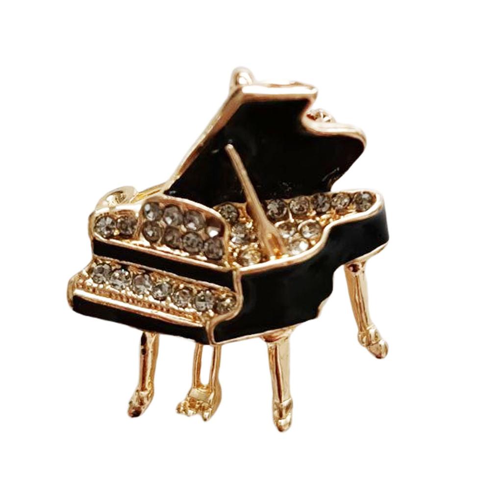 Les Trésors De Lily [R8529] - Silver Amber 'Grand Piano' Designer Brooch - 30x30 Mm