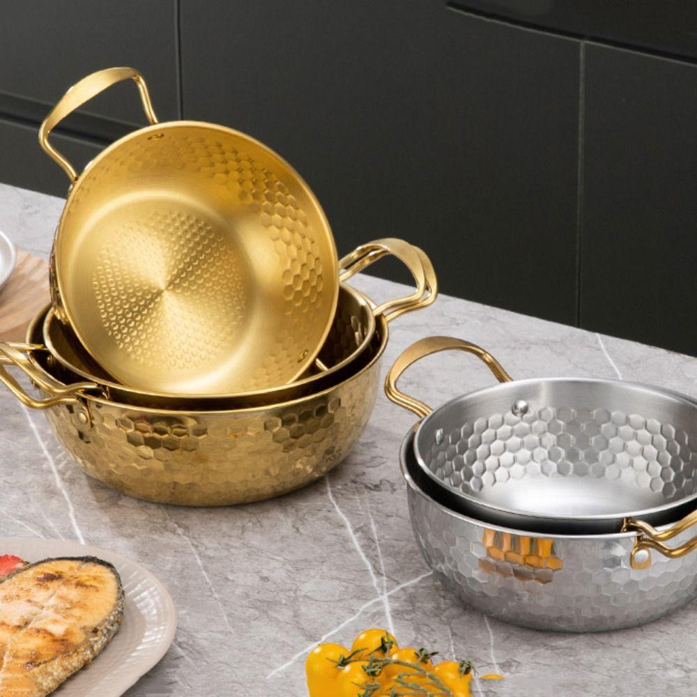 Корейская кастрюля для рамэн из нержавеющей стали с двойной ручкой, молочная кастрюля, посуда, кастрюля для супа, индукционная плита