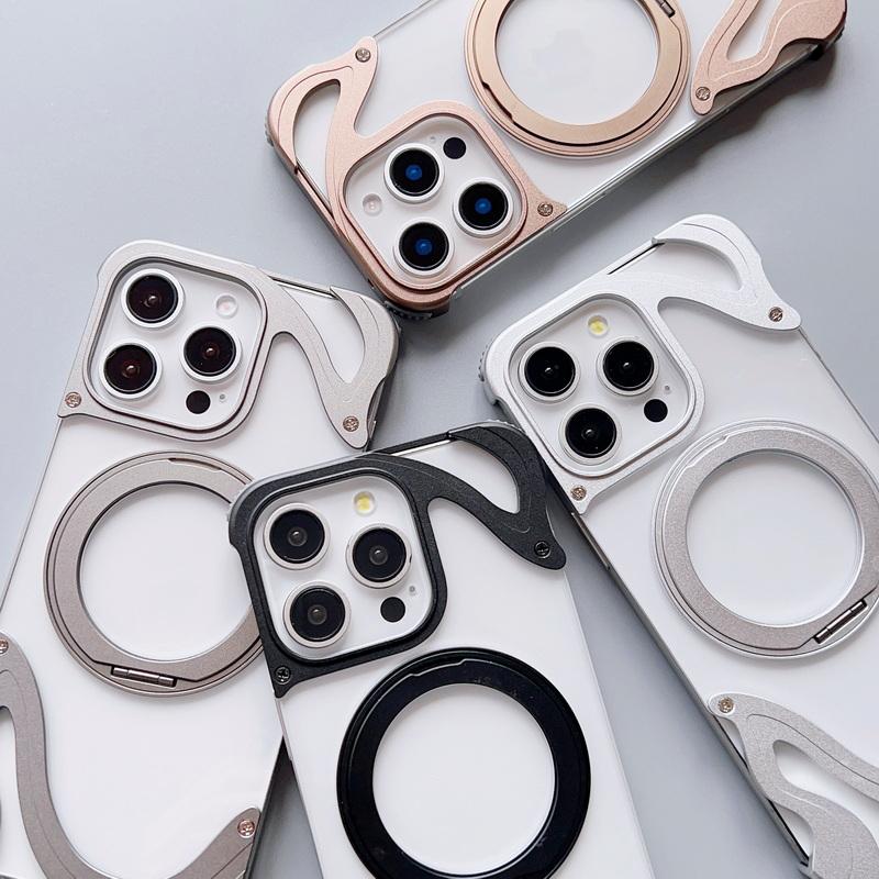 Роскошный безрамный чехол из алюминиевого сплава для iPhone 16 Pro 15 Pro Max для Magsafe, ударопрочный прозрачный чехол из ПК с жесткой магнитной задней крышкой