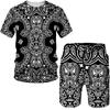 Vintage Pattern 3D Print for Men Summer Short Sleeve T-Shirts+Shorts Set Male 2Pcs Couple Outfit Stylish Hipster Streetwear Suit