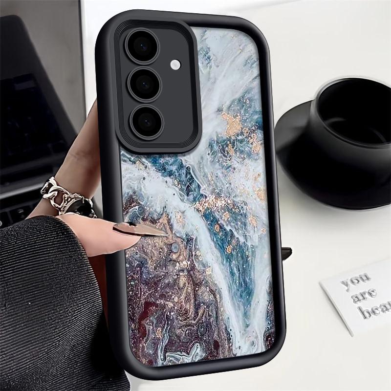 Ударопрочный чехол с рисунком морской волны для Samsung S24 FE S23 Ultra S22 S21 A16 A55 A15 A35 A54 A25 A34 A14 TPU защита линз мягкий матовый чехол для телефона