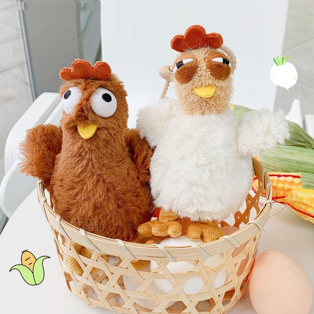 Rubber Hens Key Ring Cartoon Egg-laying Animal Key Holder Adorkable Plush Chicken Keychain School