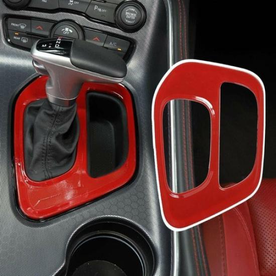 Inner Gear Shift Panel Decoration Cover Trim For Dodge Challenger 2015- Red