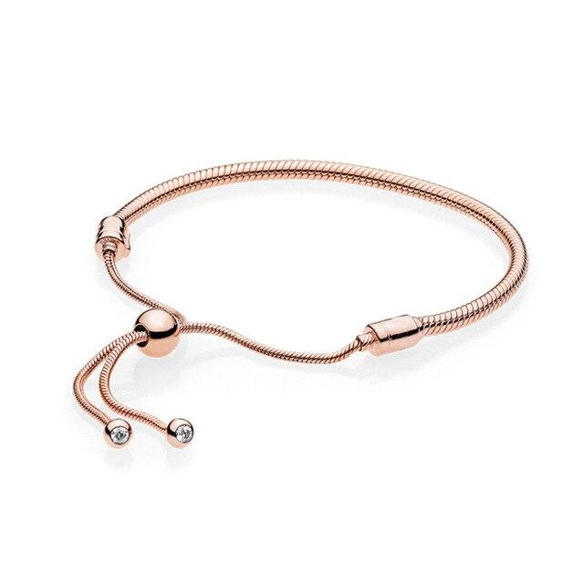 925 Silver Beads Charm Adjustable Snake Bone Chain Bracelet Simple Classic DIY Accessory Base Bracelet