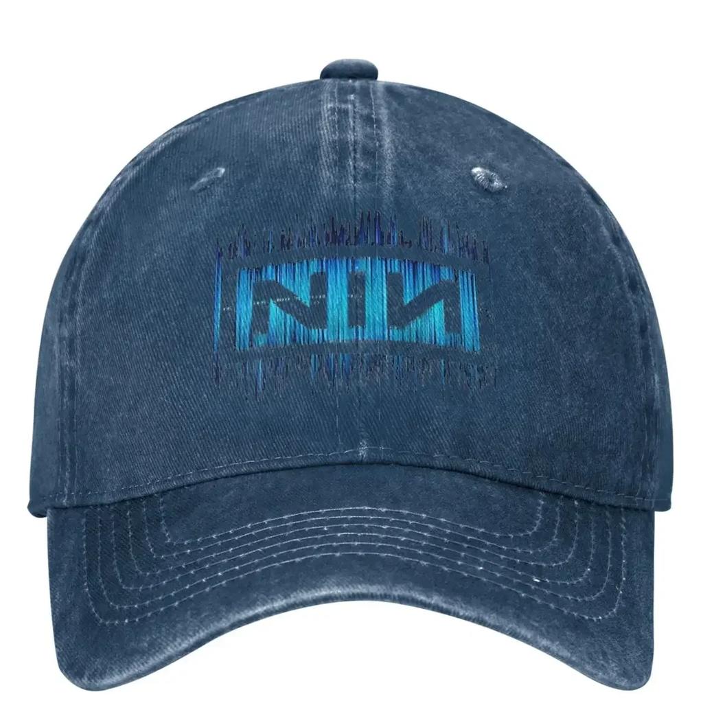 Dark Blue NIN Retro Logo Nine Inch Nails Baseball Cap Outdoor Sport Quality Trucker Hat Couple Streetwear Designer Baseball Caps