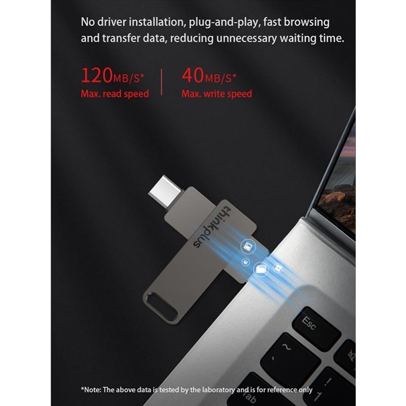 Флэш-накопитель Lenovo-USB Type-C Dual USB A Plus USB C OTG для Android-смартфонов, планшетов и ноутбуков 2-в-1 MU110