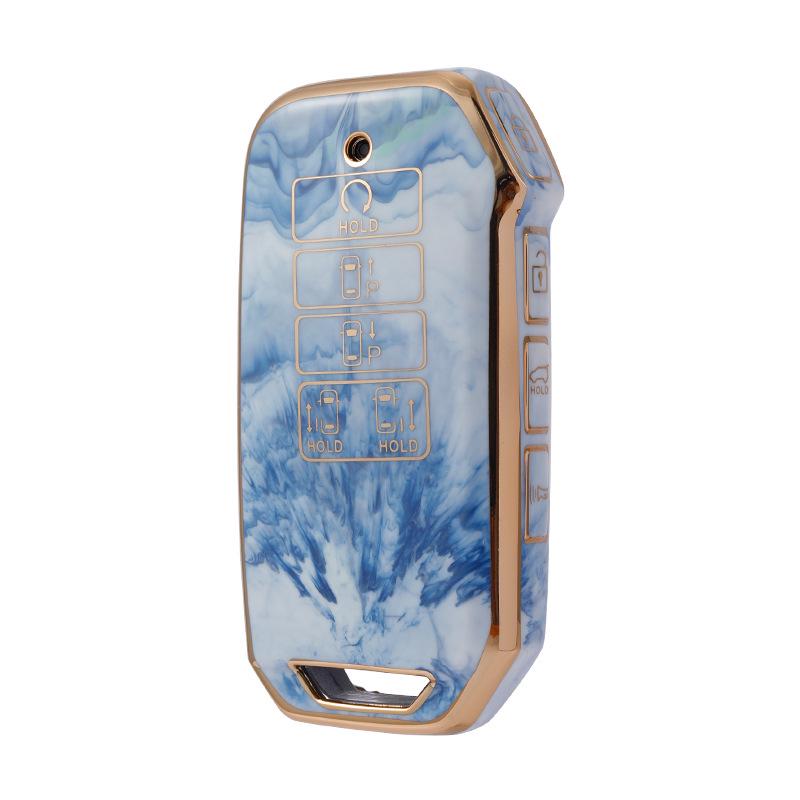 Нефритовый чехол для ключа с золотой инкрустацией для 22 моделей Kia: Противоударный, Стильный для мужчин и женщин