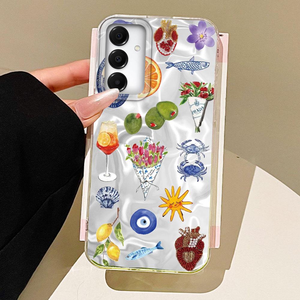 Винный лимонный чехол для телефона с морским пейзажем для Samsung Galaxy A55 A07 A17 A56 A36 A26 A16 A53 A06 A14 A24 A34 A54 A15 A25 A35