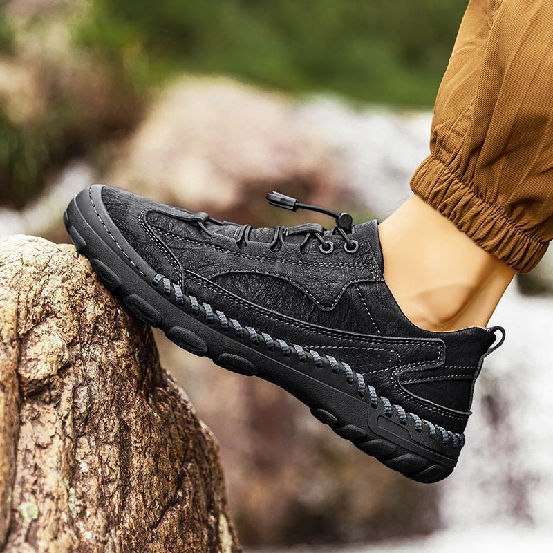 Fashion Fashion Leather Comfy Men's Shoes Luxury Brand Versatile Men Sneakers Trend Design Lace-up Outdoor Non-slip Men Casual Shoes